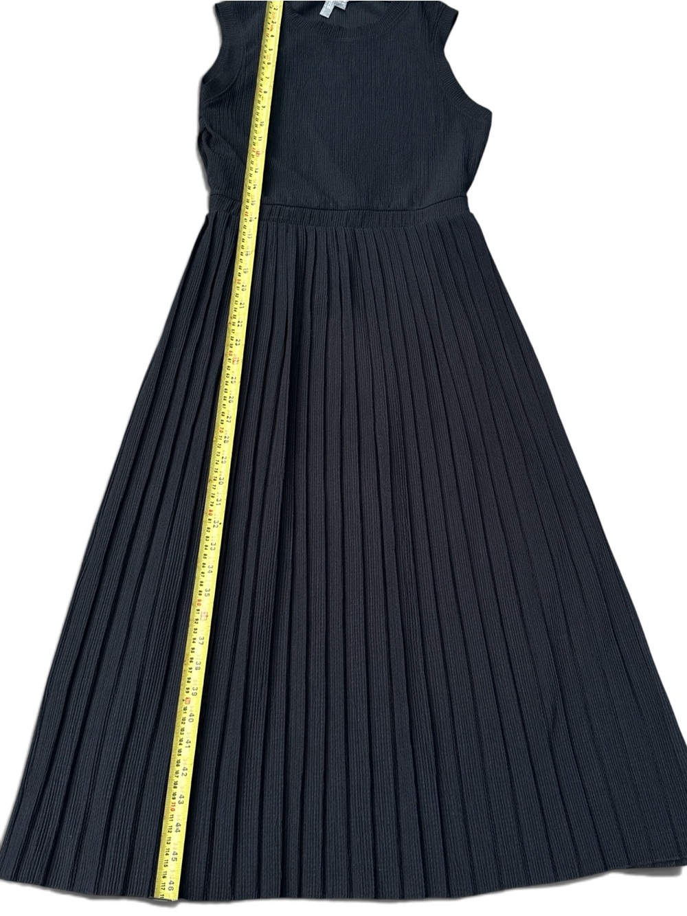 ASOS A-Line Pleated Midi Dress | Size 10 | Midnight Black | Sleeveless - Picture 3 of 8